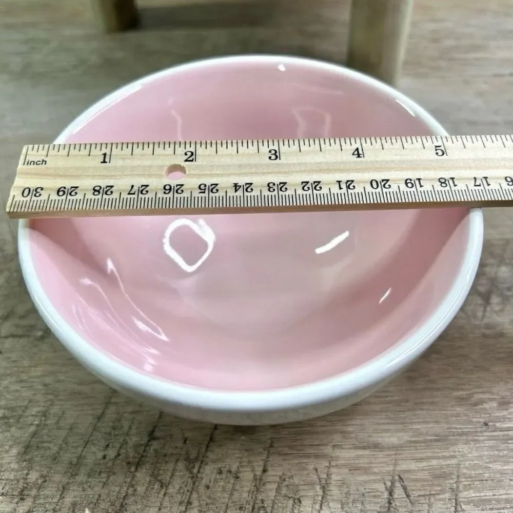NWT Rae Dunn FELICES PASCUAS Spanish  Español white Pink Glossy Ceramic Bowl